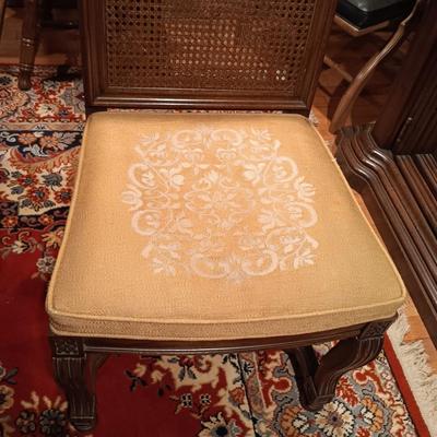 LOT 1: Solid Wood Dining Table with Henredon Cane Back Chairs