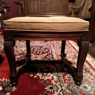 LOT 1: Solid Wood Dining Table with Henredon Cane Back Chairs