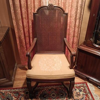 LOT 1: Solid Wood Dining Table with Henredon Cane Back Chairs