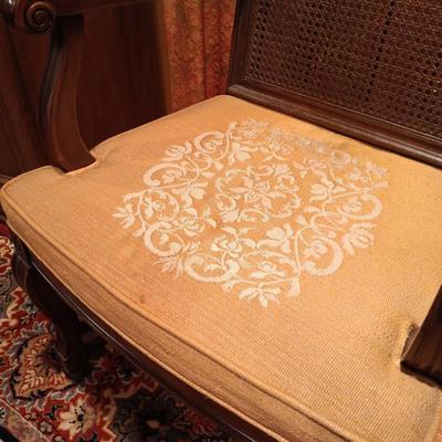 LOT 1: Solid Wood Dining Table with Henredon Cane Back Chairs