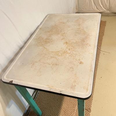 LOT 84B: Vintage Desk / Table wit Drawer and Enameled Metal Top