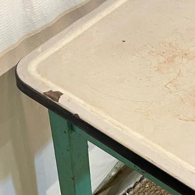 LOT 84B: Vintage Desk / Table wit Drawer and Enameled Metal Top