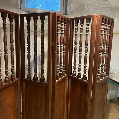 LOT 87B: Vintage Wood 5-Panel Privacy Screen