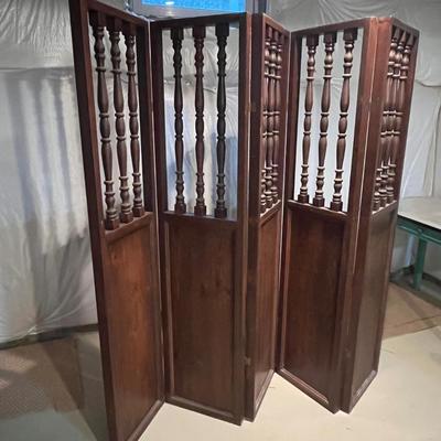 LOT 87B: Vintage Wood 5-Panel Privacy Screen
