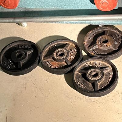 LOT 88B: Weightlifting Equipment - Barbell, Dumbbell with Over 100 Pounds of Weights and Wheeled Rack