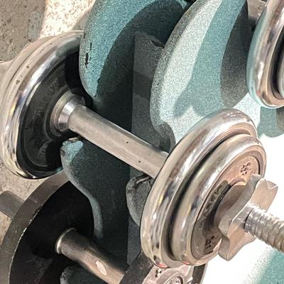 LOT 88B: Weightlifting Equipment - Barbell, Dumbbell with Over 100 Pounds of Weights and Wheeled Rack