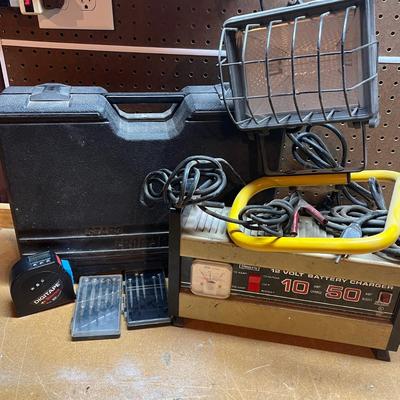 LOT 99B: Socket Set, Battery Charger, Shop Light and More