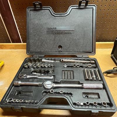 LOT 99B: Socket Set, Battery Charger, Shop Light and More