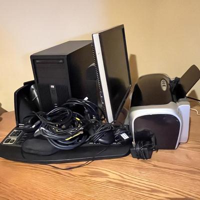 LOT 104B: HP PC Desktop Computer w/ Windows 10, Dell Monitor, Epson Printer & More