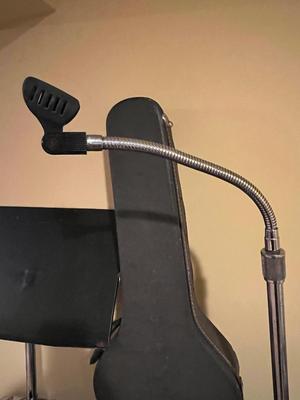 LOT 105B: Big Music Lot - Guitar Case, Sheet Music Stand and Books, Instrument and Mic Stands and More