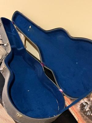 LOT 105B: Big Music Lot - Guitar Case, Sheet Music Stand and Books, Instrument and Mic Stands and More