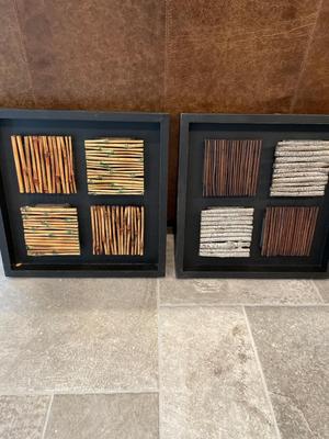 Two bamboo wall art pieces