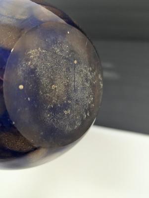 Art Glass Vase Cobalt Blue With Metallic Gold Flecks Blown Glass Vase Appox 19" Tall #10