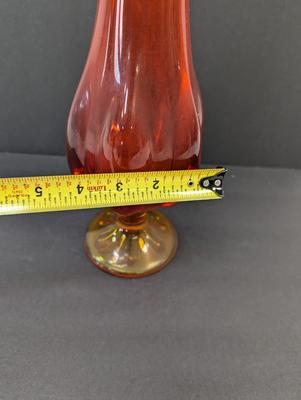 Vintage Viking Amber To Red Swung Vase 22" Tall #12