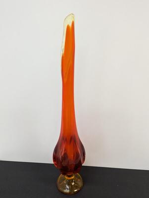 Vintage Viking Amber To Red Swung Vase 22" Tall #12