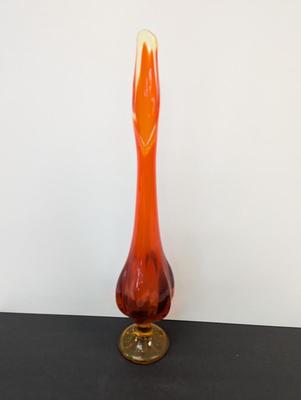 Vintage Viking Amber To Red Swung Vase 22" Tall #12