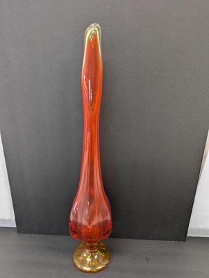 Vintage Viking Amber To Red Swung Vase 22" Tall #12