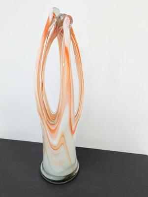 Vintage Creamsicle Swirl Modern Contemporary Art Glass Approx 22 1/2" Tall #13