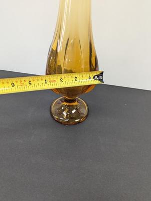 Vintage Viking Amber Swung Vase 9 Panels Approx 21" Tall #14