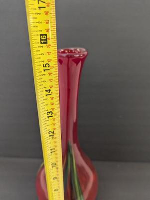 Multicolored Marbled Murano Style Glass Vase Approx 15 1/2" Tall #16