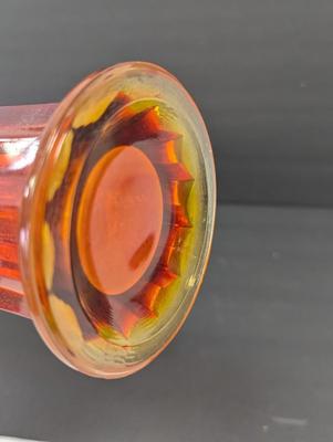 Vintage Ruby Red Glass Vase Paneled Approx 12 1/2" Tall #18