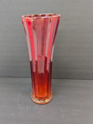 Sale Photo Thumbnail #918: Vintage Ruby Red Glass Vase Paneled Approx 12 1/2" Tall #18