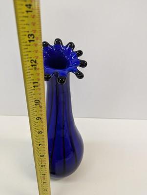 Hand Blown Cobalt Blue Vase Approx 13" Tall #20