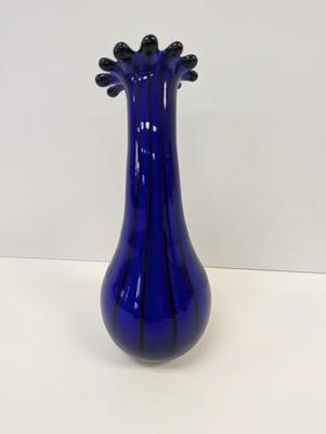 Hand Blown Cobalt Blue Vase Approx 13" Tall #20