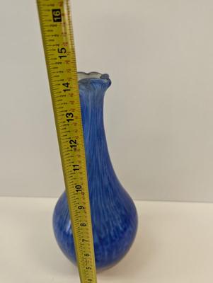 Sale Photo Thumbnail #952: Blue Glass Vase Approx 14 1/4" Tall #22