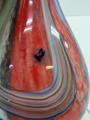 Vintage Murano Rainbow Glass Vase Approx 13" Tall #24