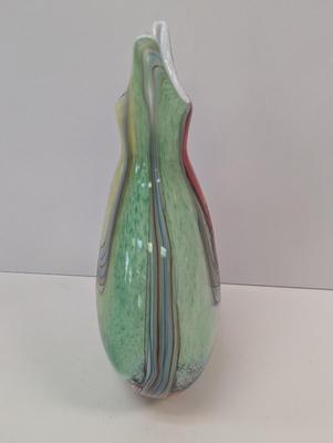 Vintage Murano Rainbow Glass Vase Approx 13" Tall #24