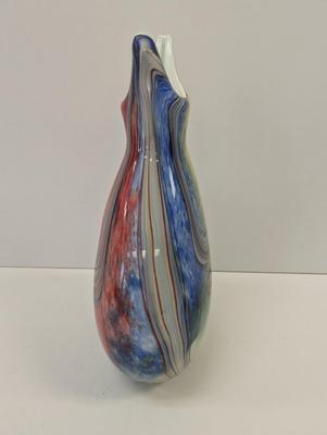 Vintage Murano Rainbow Glass Vase Approx 13" Tall #24