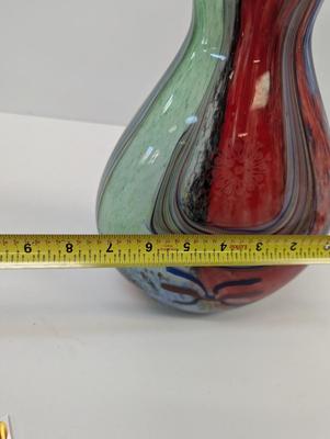 Vintage Murano Rainbow Glass Vase Approx 13" Tall #24