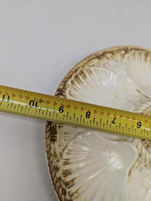 Vintage Majolica Shell Fish Oyster Plate Brown & Beige Longchamp France Approx 9 1/2" Choice 2
