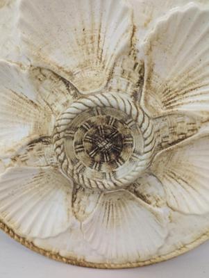 Vintage Majolica Shell Fish Oyster Plate Brown & Beige Longchamp France Approx 9 1/2" Choice 3