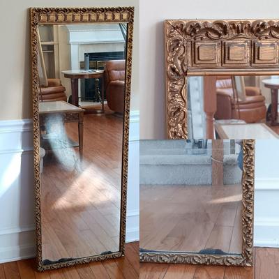 LOT 500: Vintage Gold Gilt Long Mirror 2' x 4-1/2'