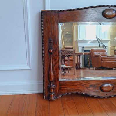 LOT 502: Antique Beveled English Wall Mirror 2-1/2' x 2'