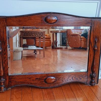 LOT 502: Antique Beveled English Wall Mirror 2-1/2' x 2'