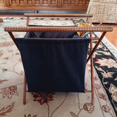 LOT 503: Vintage Azar Tapestry Sewing Box and Vintage Folding Knitting Basket with Accessories