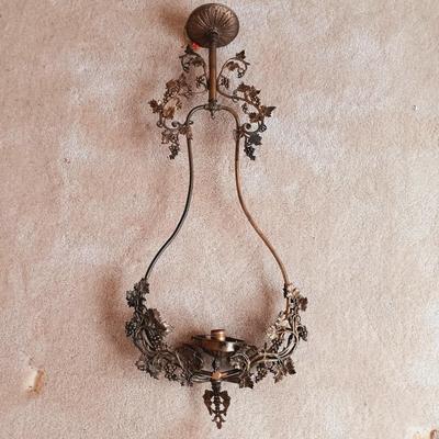 LOT 506: Vintage Brass Hanging Electric Lamp Fixture