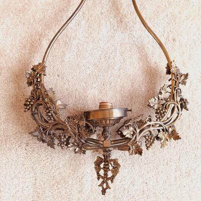 LOT 506: Vintage Brass Hanging Electric Lamp Fixture