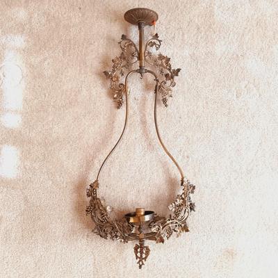 LOT 506: Vintage Brass Hanging Electric Lamp Fixture