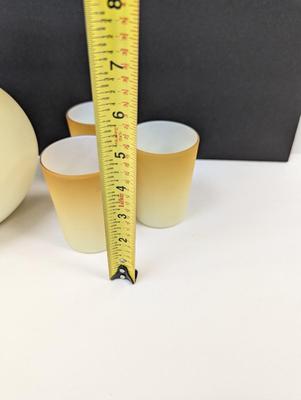 Rare Antique Satin Milk Glass Pitcher & Glasses