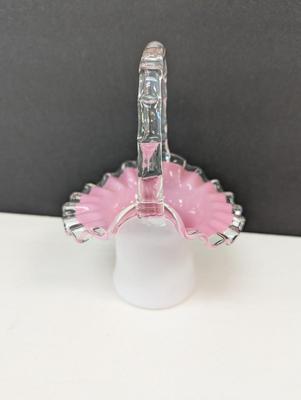 Vintage Fenton Art Glass Pink Basket