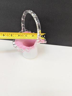 Vintage Fenton Art Glass Pink Basket