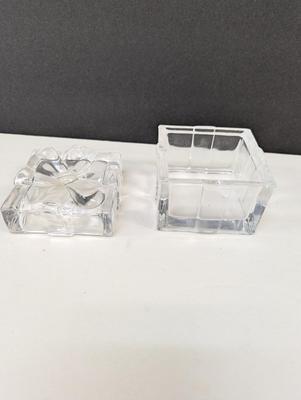 Crystal/Glass Trinket Jewelry Present Gift Box with Ribbon Bow Set