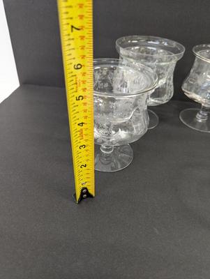 Etched Cambridge Diane Seafood Cocktail Glasses With Liners