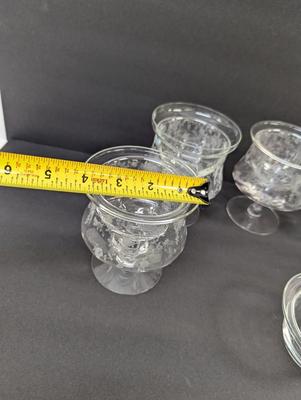 Etched Cambridge Diane Seafood Cocktail Glasses With Liners