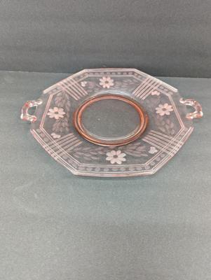 Sale Photo Thumbnail #1221: Heisey Pink Depression Glass Snack Tray