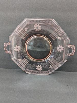 Sale Photo Thumbnail #1220: Heisey Pink Depression Glass Snack Tray